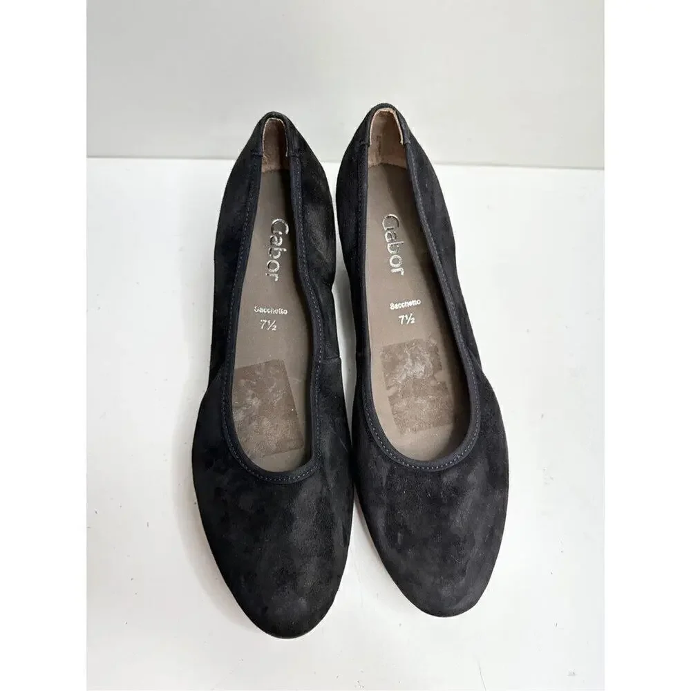 Garbor Sacchetto Womens Wedge Pump Slip On Shoes‎ Black Suede Size 9.5 US 7.5UK